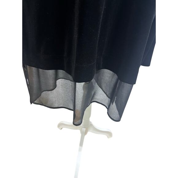 Chico’s Travelers Velvet Tunic Top Black Sheer Hem Size 3 (16/18) Long Sleeve - Picture 5 of 10